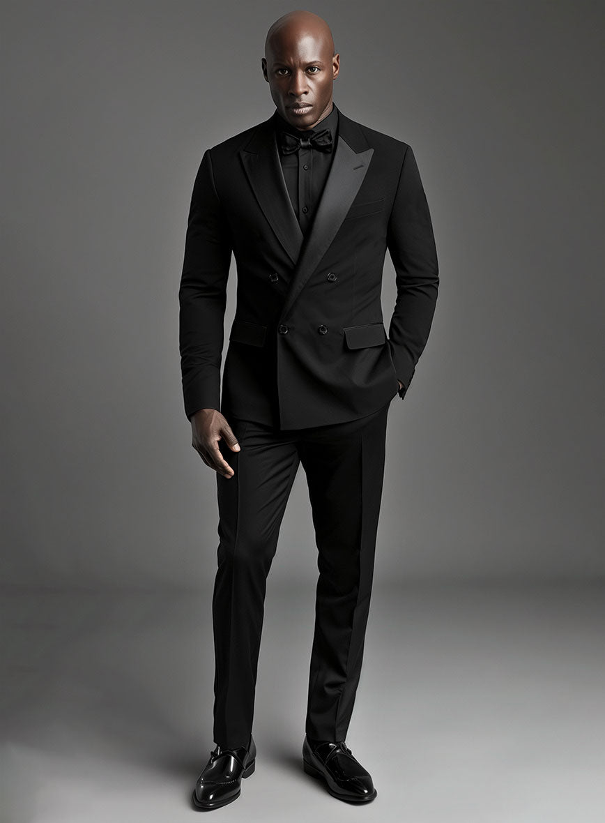 Black Smoking Double Breasted Tuxedo Suit – StudioSuits