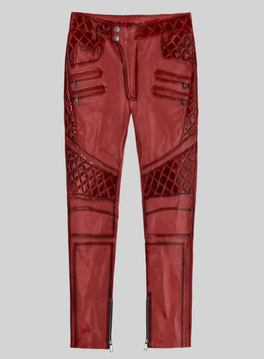 Orders mens red leather pants