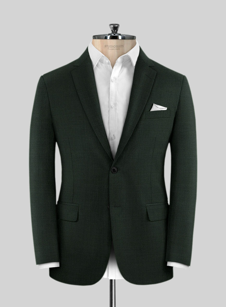 Huddersfield Stretch Dark Green Wool Jacket StudioSuits