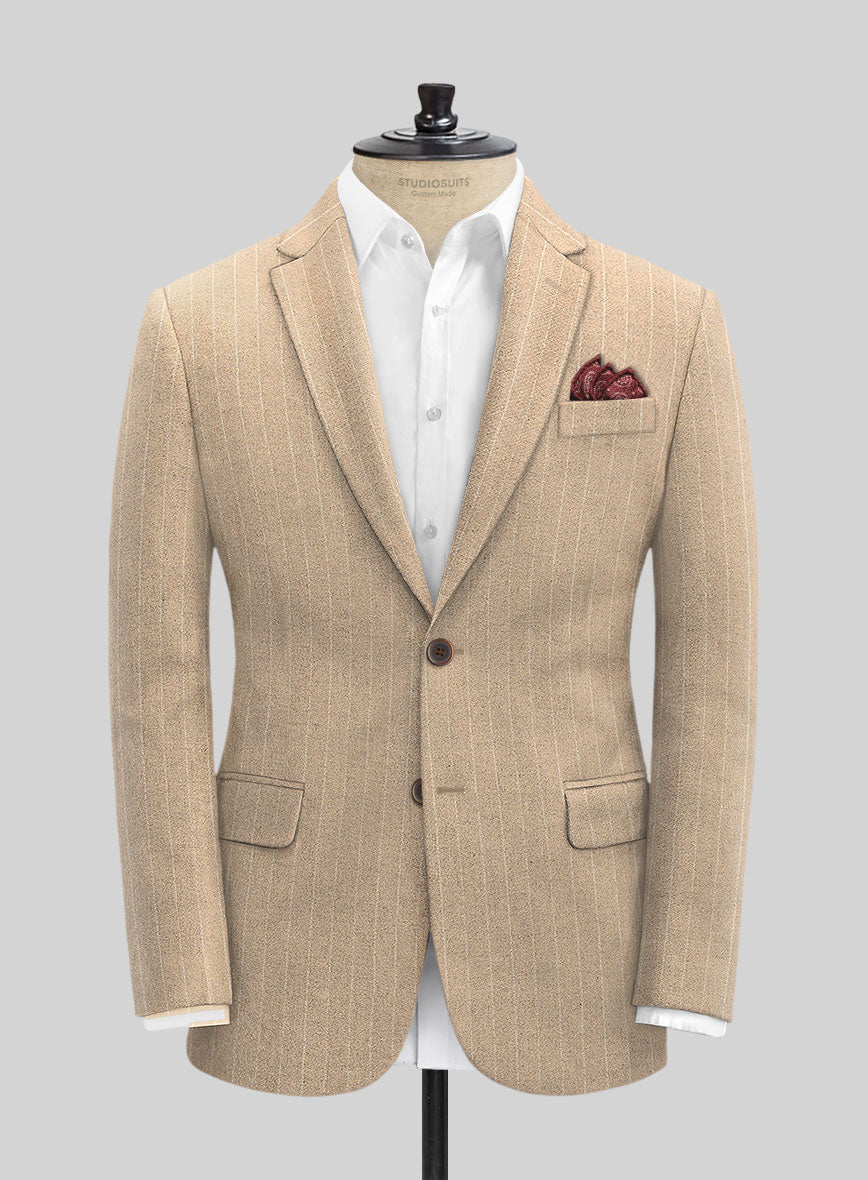 Italian Beige Stripe Clano Tweed Jacket – StudioSuits