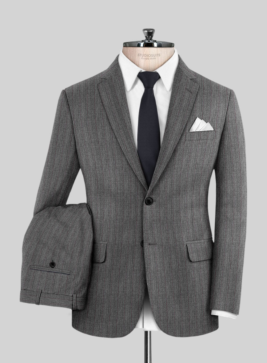 Scabal Tornado Herringbone Mid Gray Wool Suit – StudioSuits