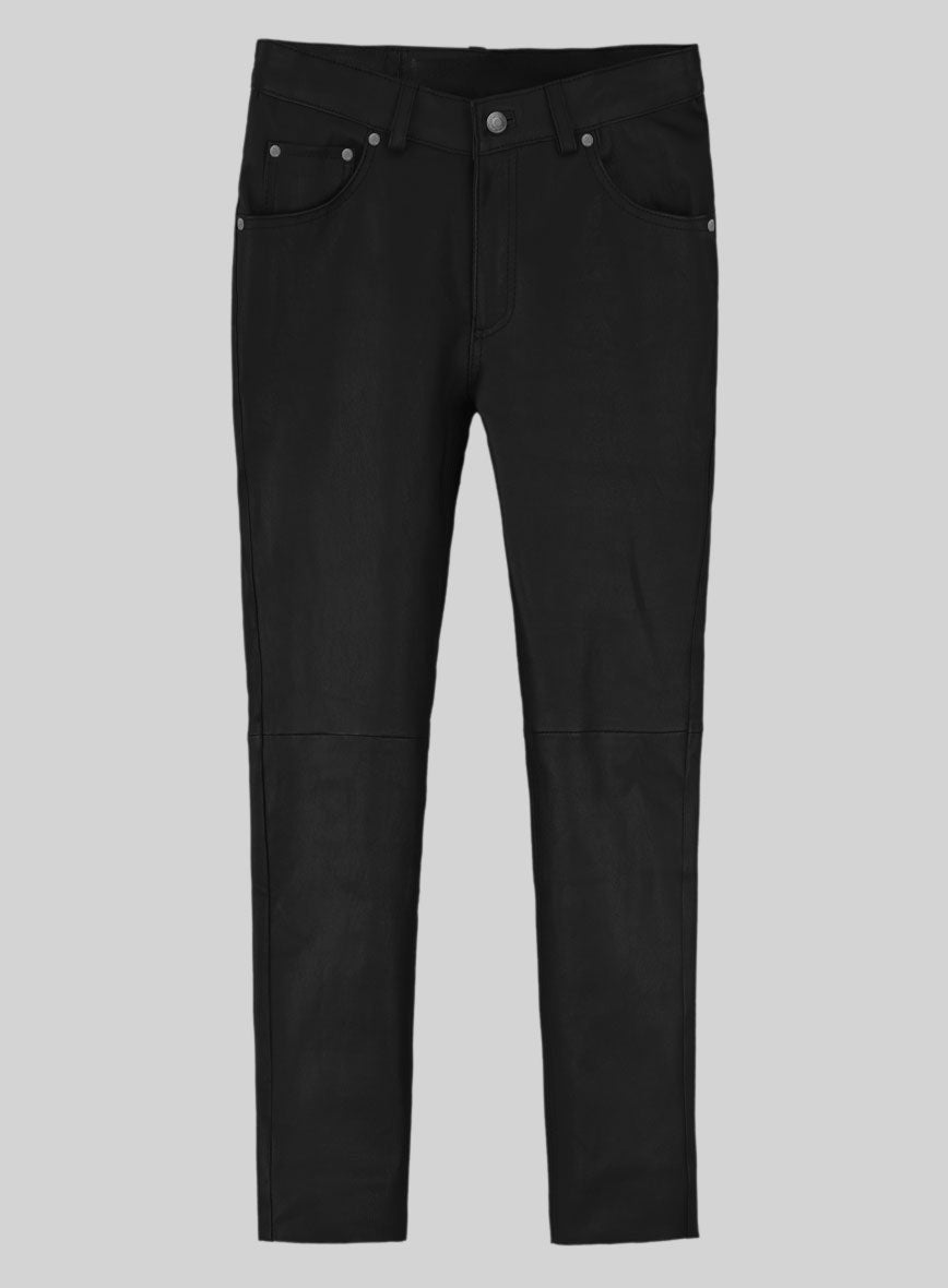 Stretch Black Leather Jeans