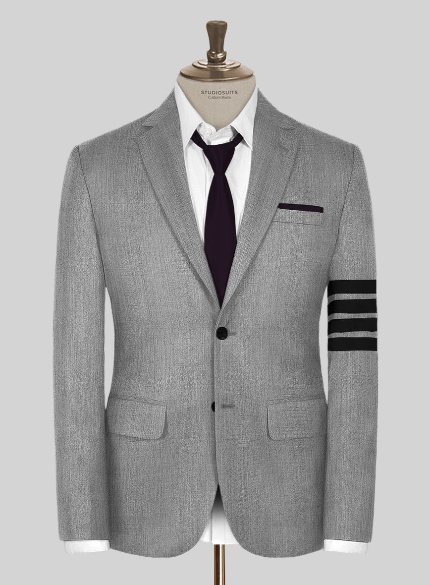 Worsted Light Gray Wool Black Bar Jacket – StudioSuits