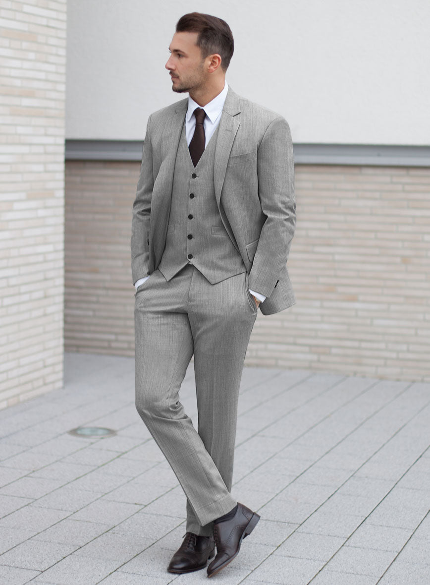 Italian hipster suit in gray with metal application on lapel