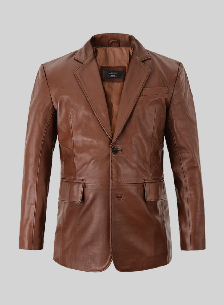 Tan Brown Leather Blazer – StudioSuits
