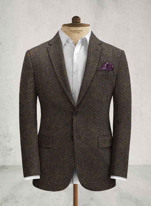 Men jacket Harris tweed, Brown melange