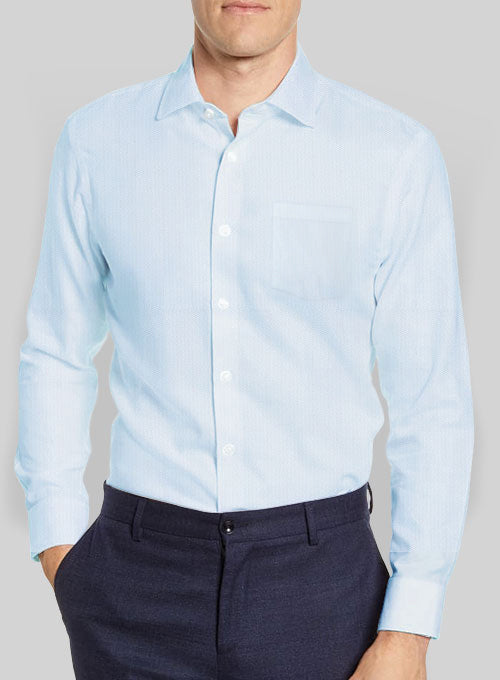 Slim Long-Sleeve Herringbone Shirt - White, Shirts