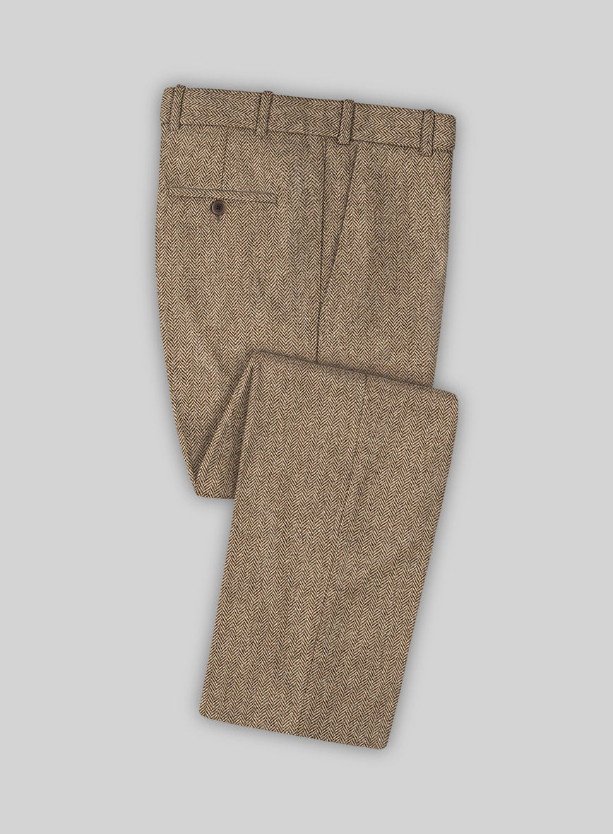 Brown Tweed Pants  Brown Herringbone Tweed Pants for Men – StudioSuits