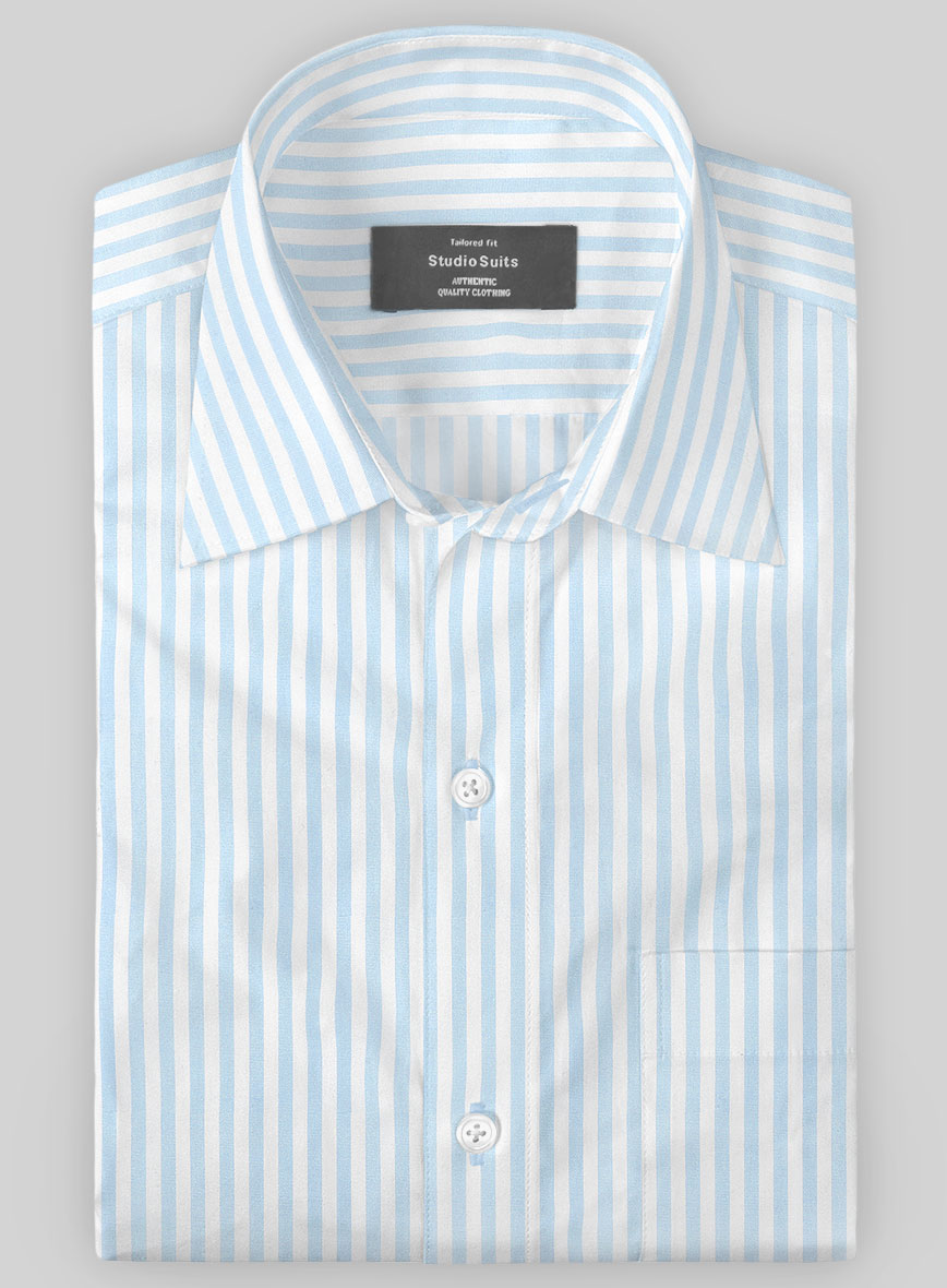 Bengal-stripe Shirt In Blue And White