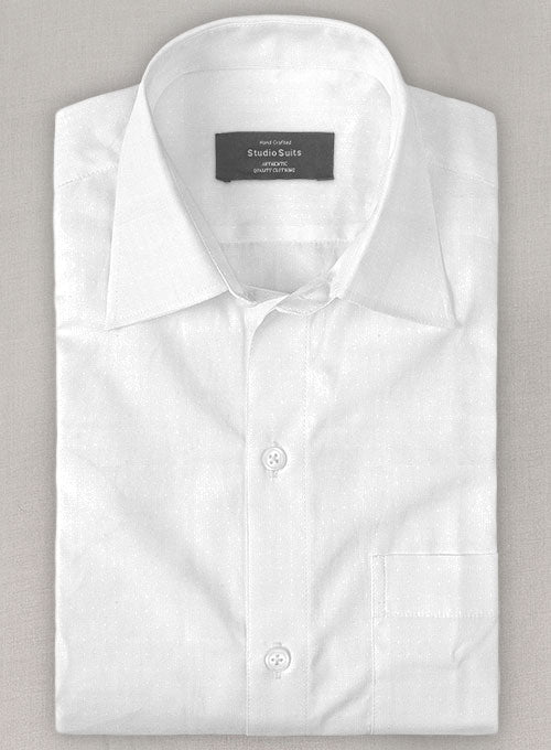 French Cuff Tuxedo Shirt With Removable Buttons - White Dobby