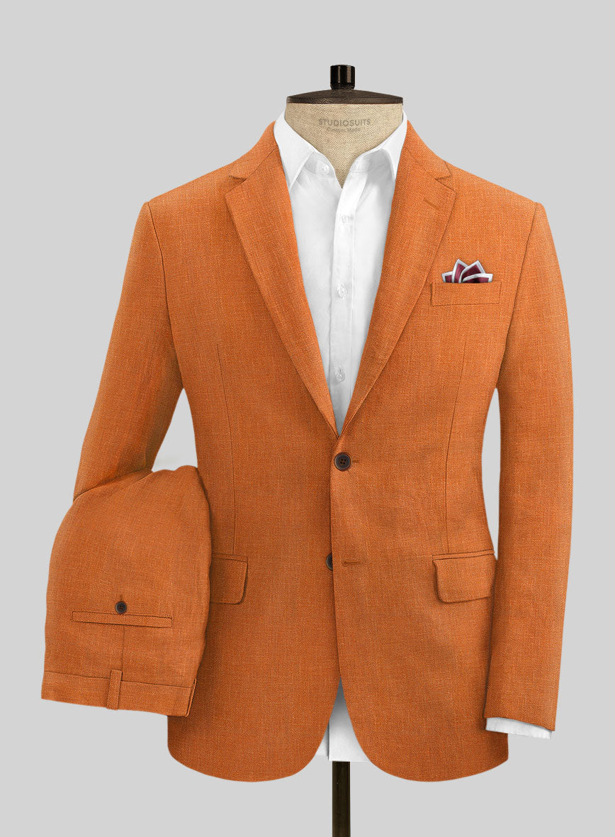 Italian Prato Orange Linen Suit – StudioSuits