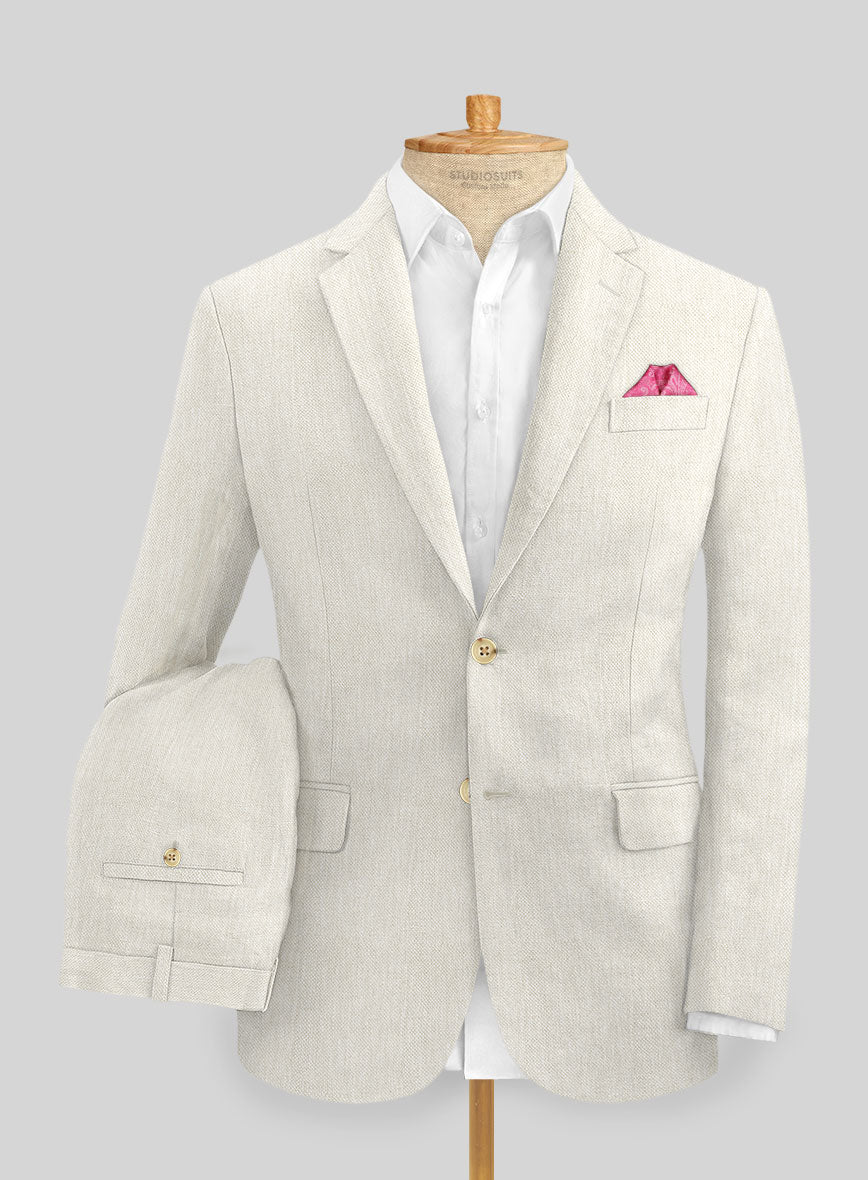 Italian Prato Beige Dobby Linen Suit – StudioSuits