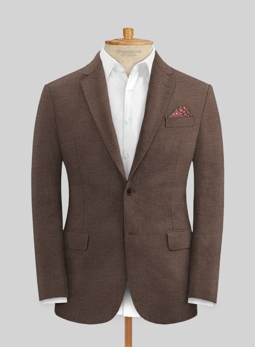 Italian Prato Brown Dobby Linen Jacket – StudioSuits