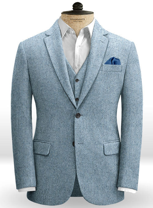 Light Blue Tweed Jacket – StudioSuits