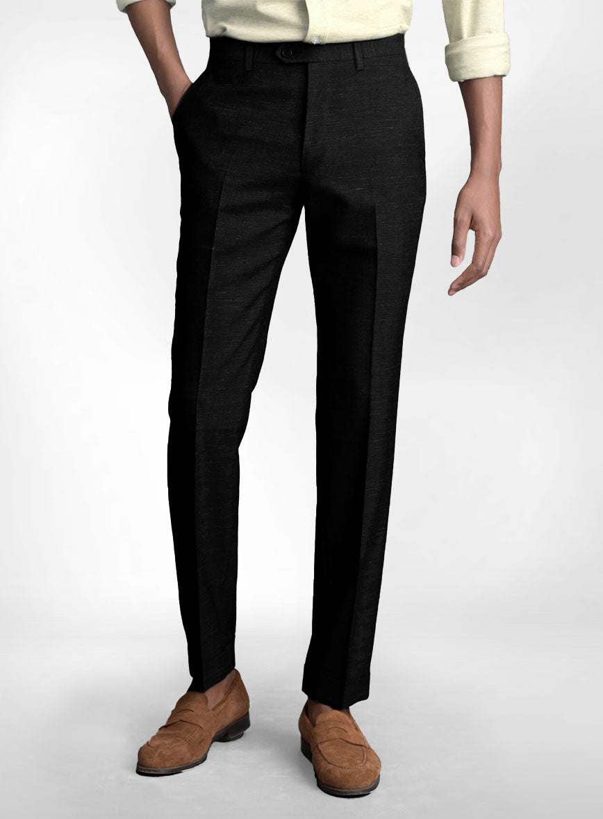 Black Heavy Irish Linen Tuxedo Pant - Custom Fit Tailored Clothing
