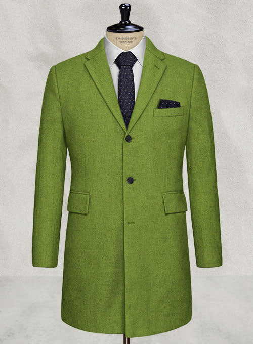 Melange Parrot Green Tweed Overcoat – StudioSuits