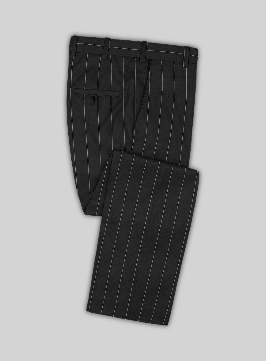 Proper Cloth Black Wool Side Tab Men's Custom Dress Pants