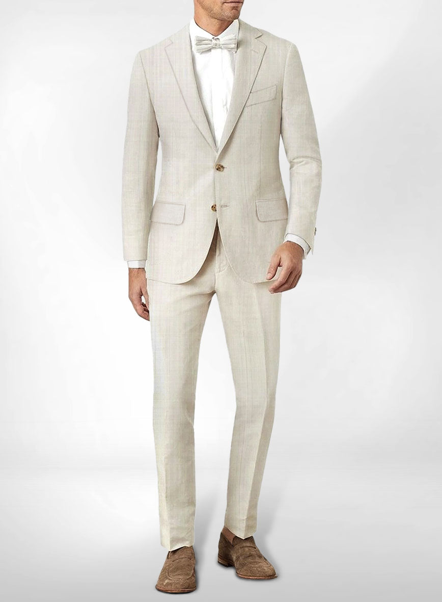 Stone Beige Linen & Cotton Suit Pants