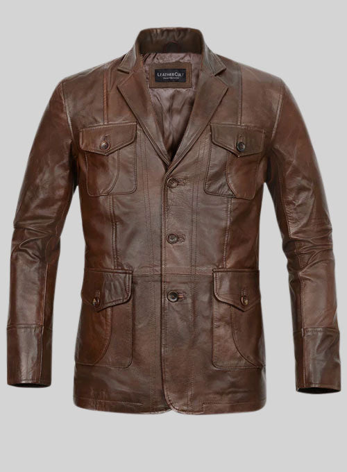 NEW Men's Dark Tan Genuine NAPA 100% Leather Jacket Two Chest Pocket  Zipper