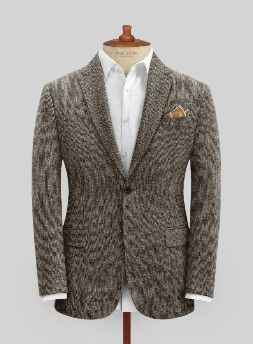 Vintage Dark Brown Herringbone Tweed Jacket – StudioSuits