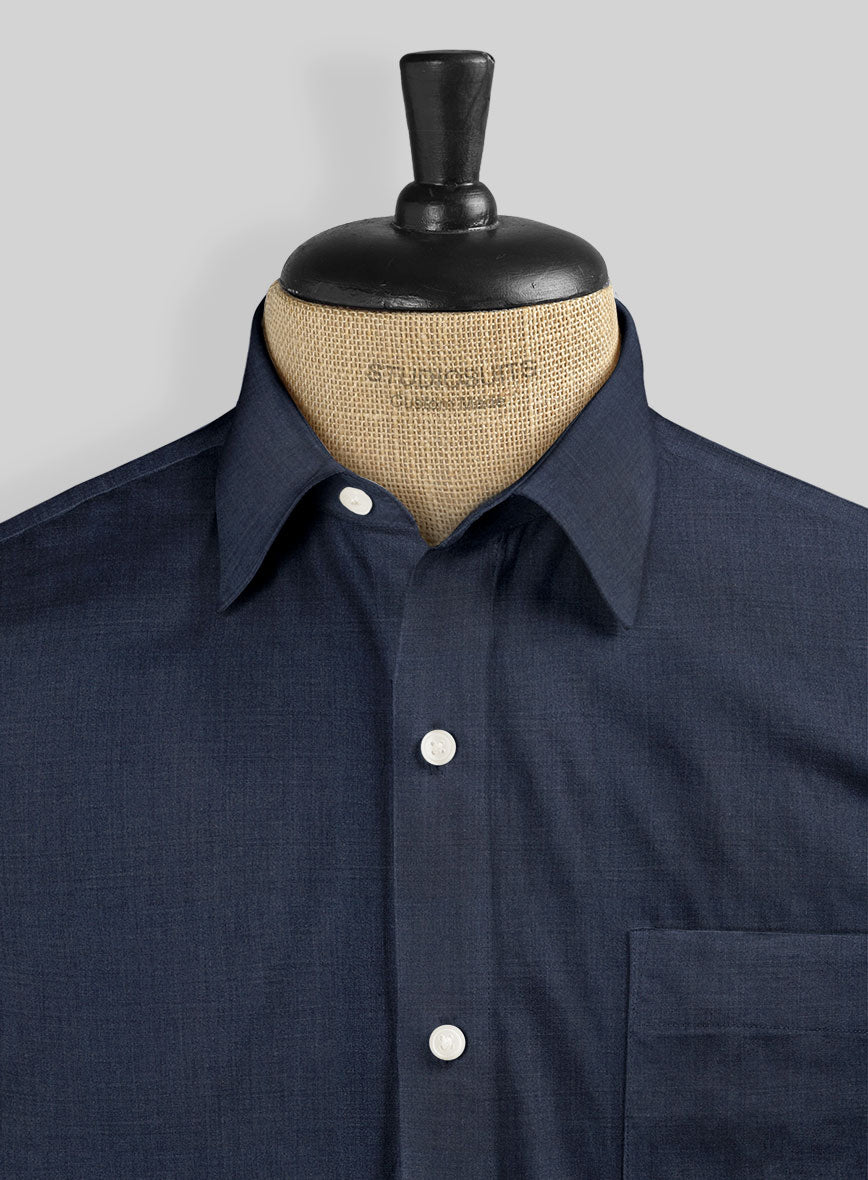 Worsted Blue Wool Shirt – StudioSuits