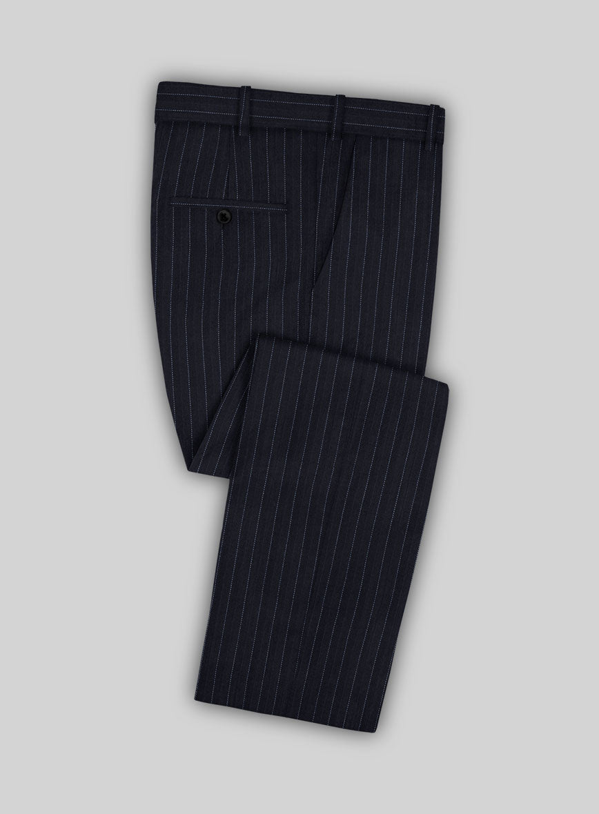 Charles Clayton Mielli Blue Stripe Wool Cashmere Pants - StudioSuits