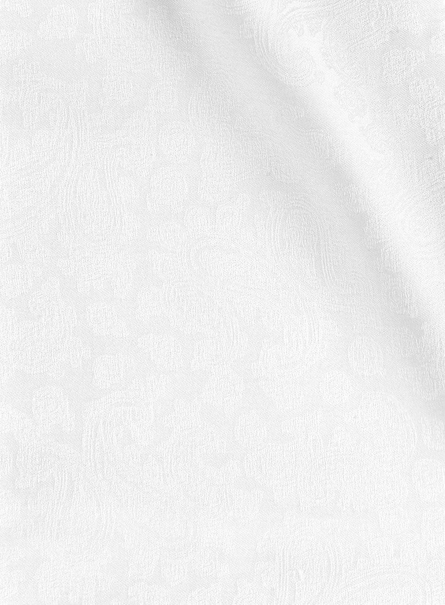 Italian Stretch White Paisley Shirt - StudioSuits