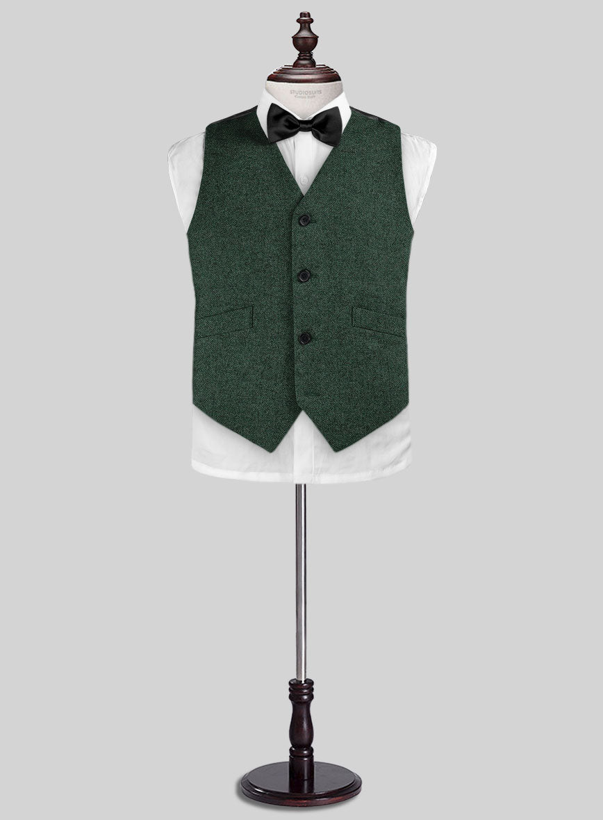 Bottle Green Herringbone Tweed Boys Suit - StudioSuits