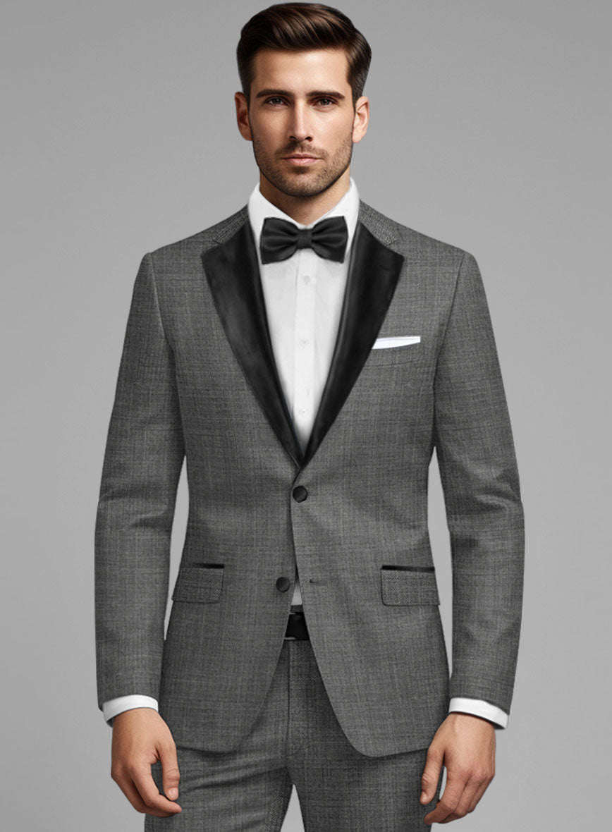 Napolean Sharkskin Gray Wool Tuxedo Jacket - StudioSuits