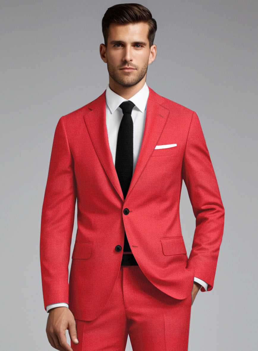 Scabal Scarlet Red Wool Suit - StudioSuits