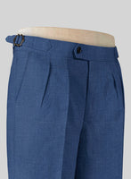 Indigo Mid Blue Pure Linen Highland Trousers - StudioSuits