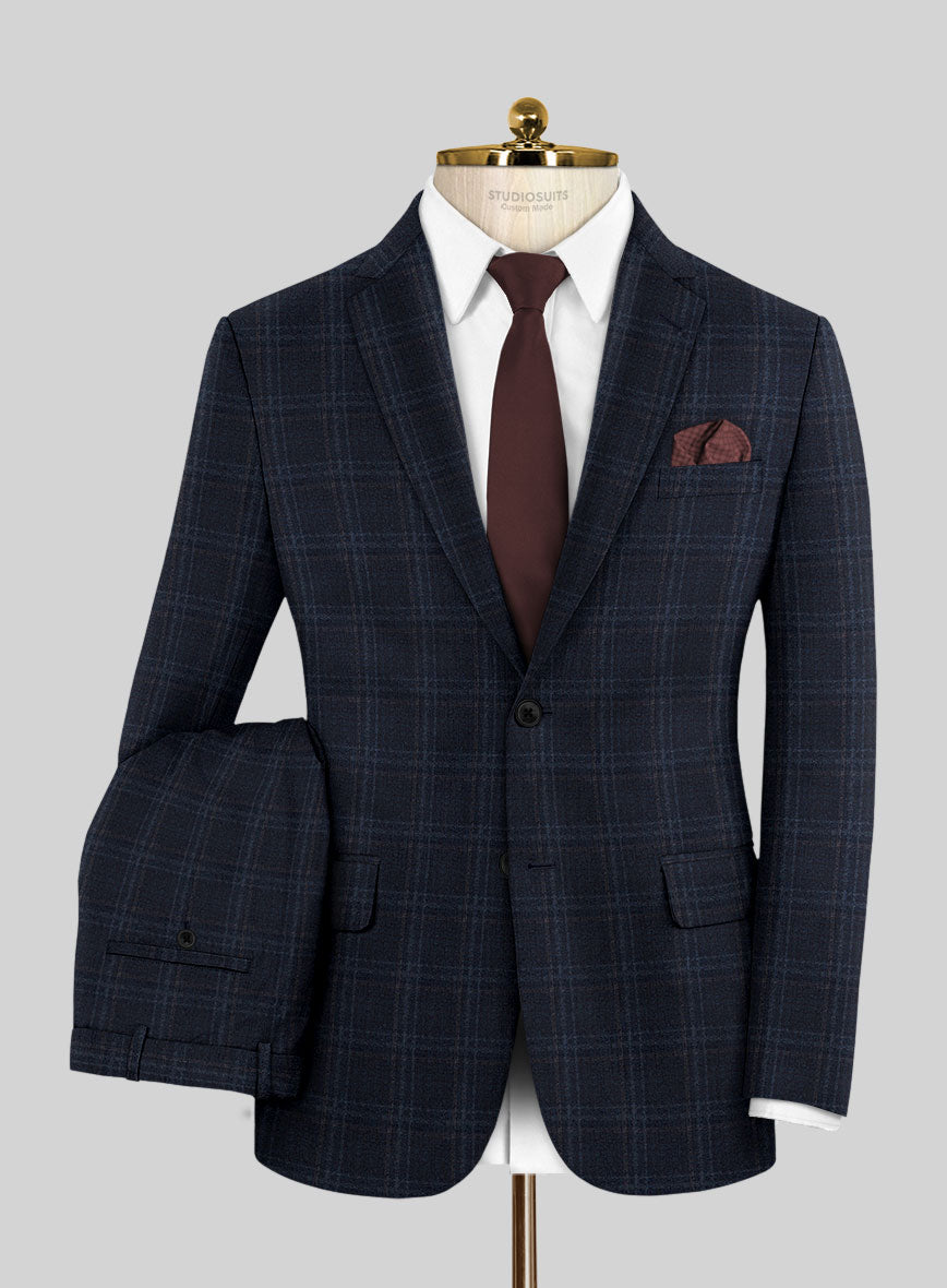 Italian Gaze Blue Checks Flannel Suit - StudioSuits