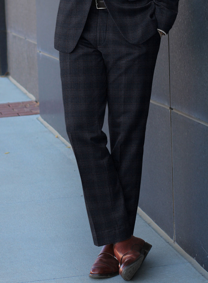 Italian Lark Blue Checks Flannel Suit - StudioSuits