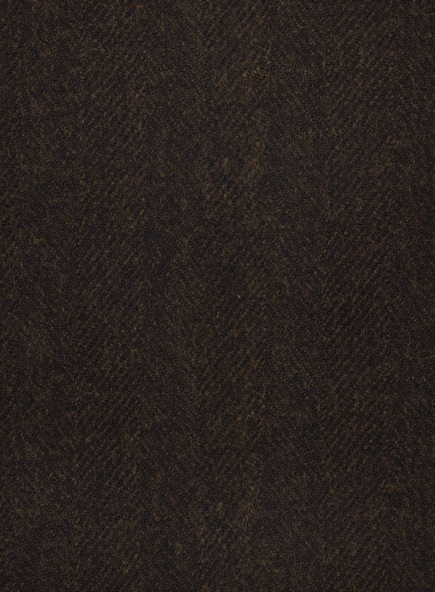 Naples Wide Herringbone Dark Brown Tweed Pants - StudioSuits