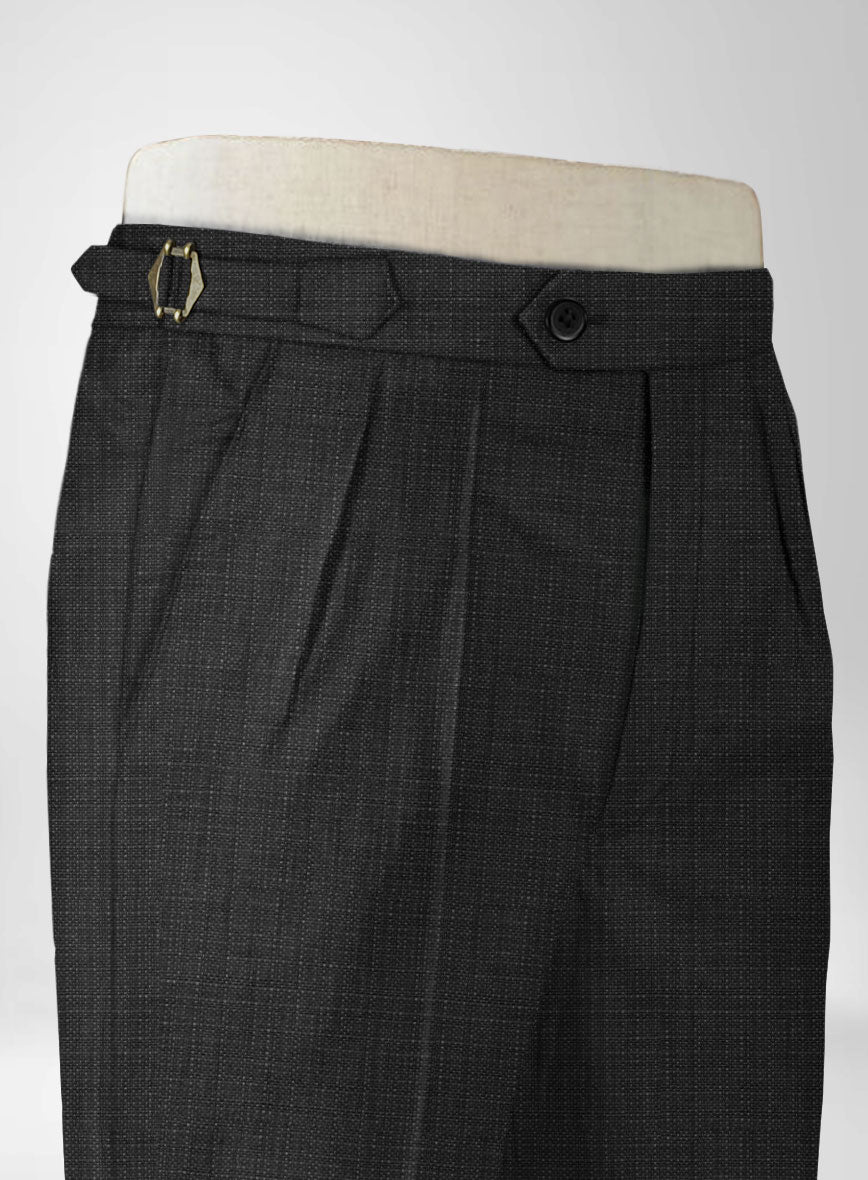 Napolean Bob Weave Charcoal Wool Highland Trousers - StudioSuits