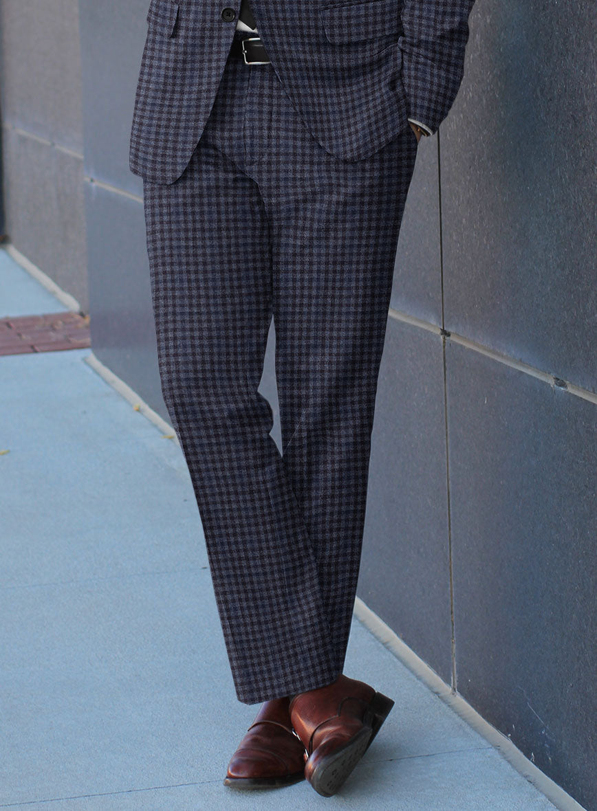 Reda Baez Blue Checks Wool Suit - StudioSuits