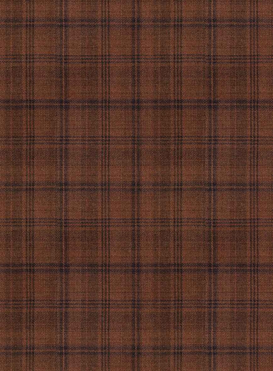 Reda Carrot Brown Checks Wool Jacket - StudioSuits