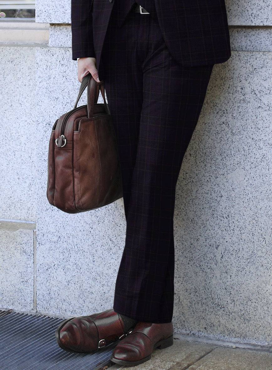 Reda Eralto Purple Checks Wool Pants - StudioSuits