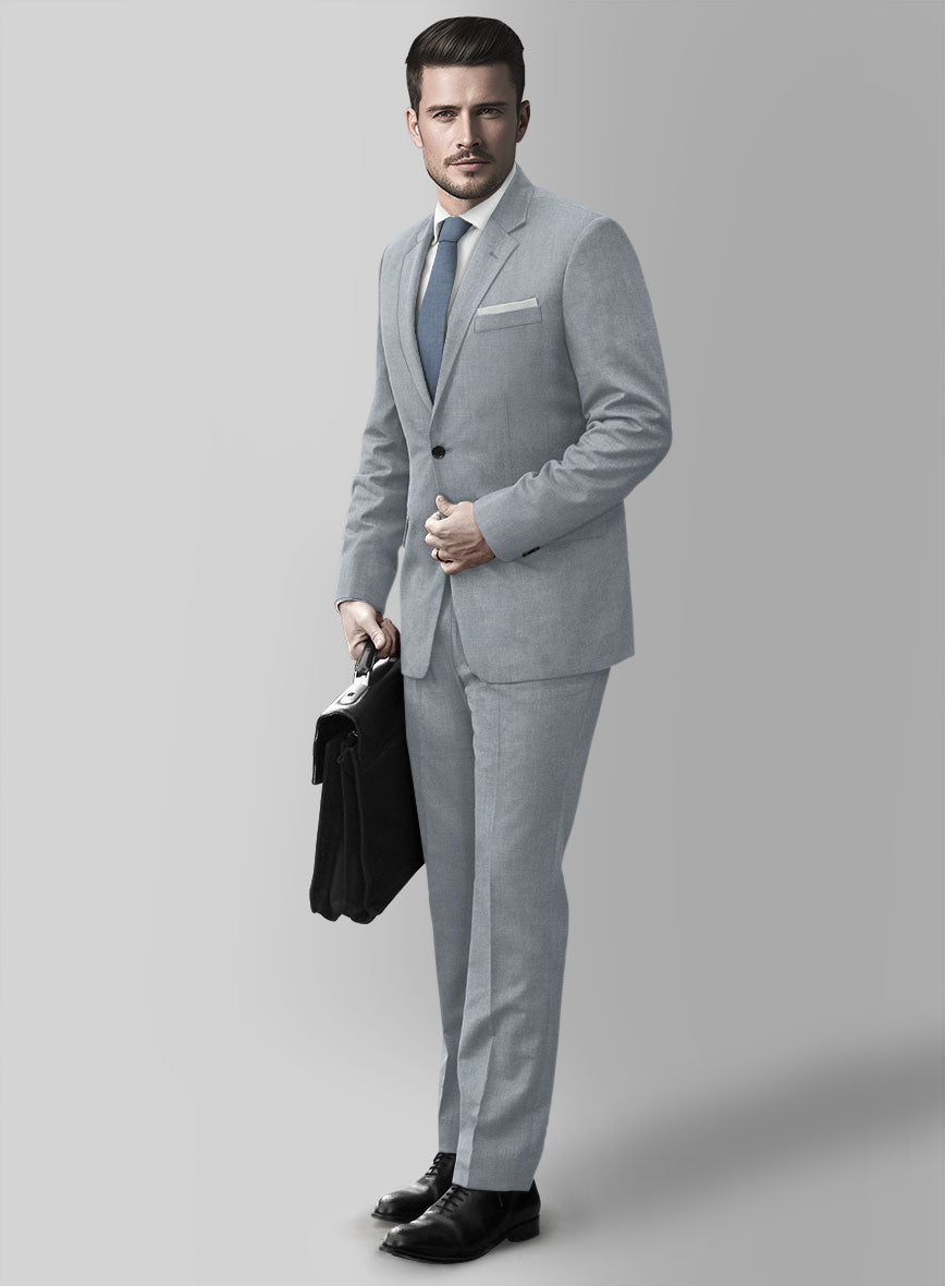 Reda Flexo Light Blue Gray Wool Suit - StudioSuits