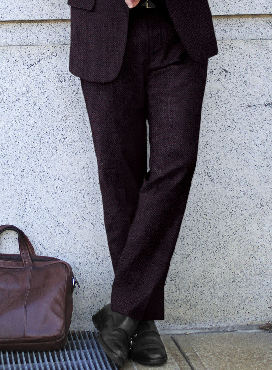 Reda Floura Maroon Wool Pants - StudioSuits