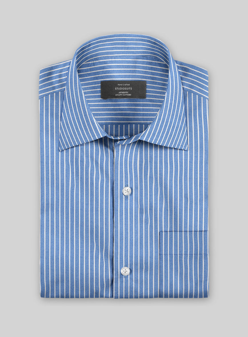 Azure Blue Stripe Cotton Shirt - StudioSuits