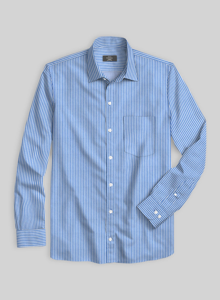 Azure Blue Stripe Cotton Shirt - StudioSuits