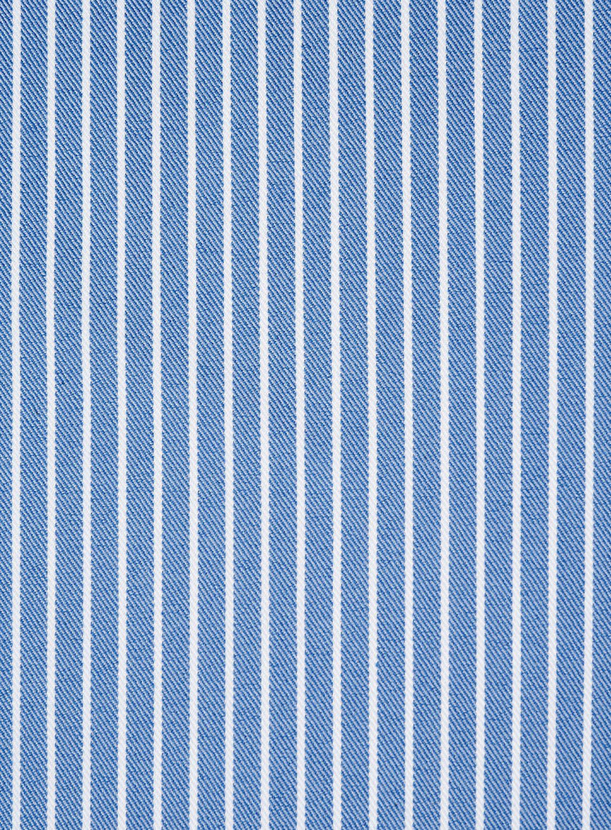 Azure Blue Stripe Cotton Shirt - StudioSuits