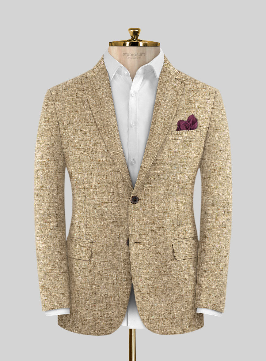 Bamboo Wool Buffed Beige Jacket - StudioSuits