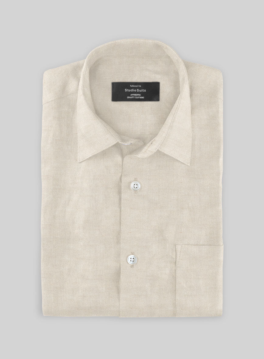 Beige Cotton Linen Shirt - StudioSuits