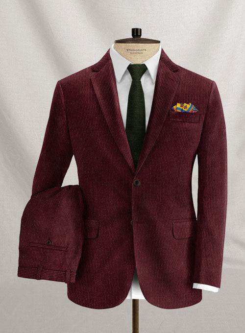 Berry Wine Corduroy Suit - StudioSuits