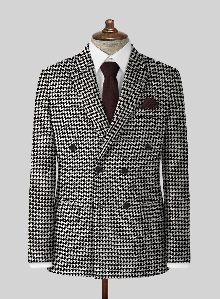 Big Houndstooth BW Tweed Double Breasted Suit - StudioSuits