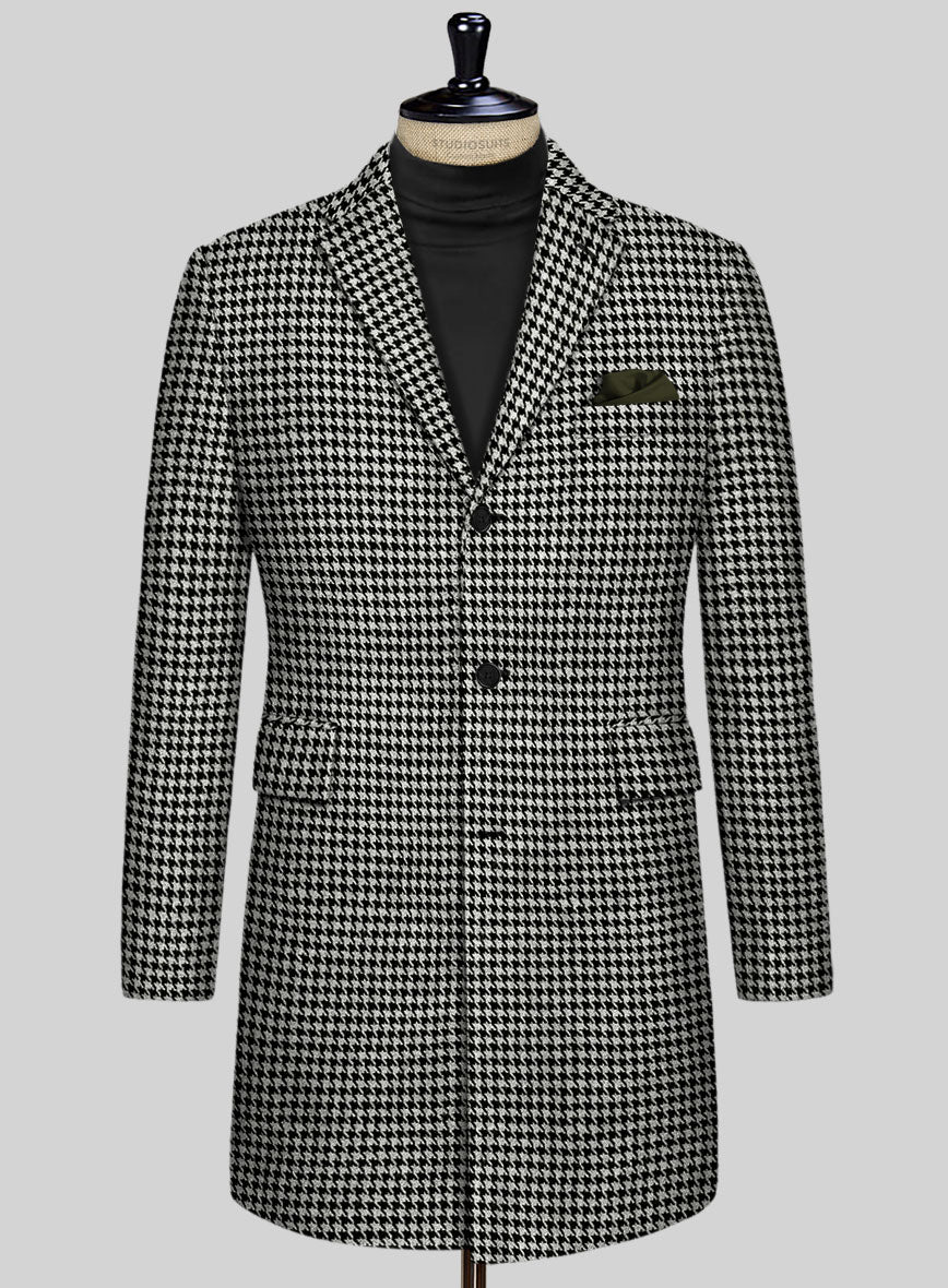 Big Houndstooth BW Tweed Overcoat - StudioSuits