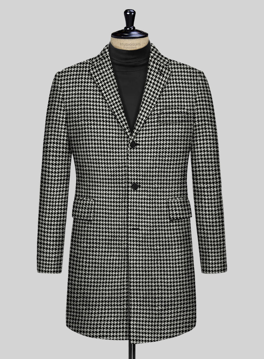 Big Houndstooth BW Tweed Overcoat - StudioSuits