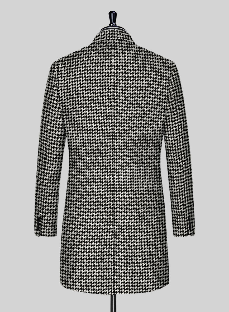 Big Houndstooth BW Tweed Overcoat - StudioSuits